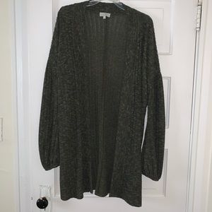 Green balloon sleeve Lucky brand cardigan
